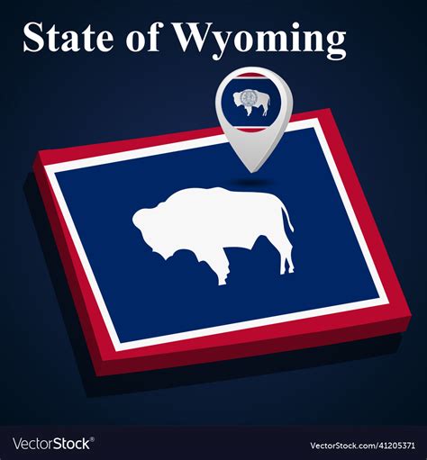Flag Of State Of Wyoming Of Usa On Map On Dark Vector Image
