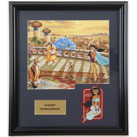 Thomas Kinkade Aladdin Custom Framed Print Display With Cloth Patch Pristine Auction