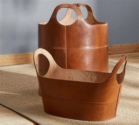 Hayes Leather Storage Baskets Handmade Home Decor Leather Decor