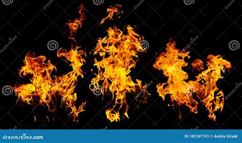 High Resolution Fire Flames From Torch Isolated On Black Background