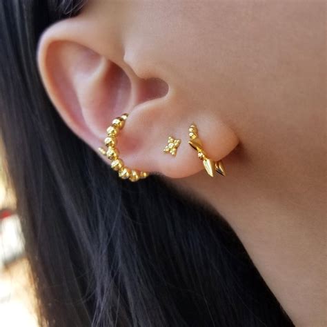 Spike Huggie Hoops Spike Earrings Gold Spike Hoop Earrings Etsy