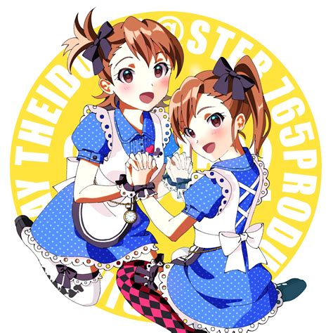 Brunette Twins Two Women Anime Anime Girls The Idolmster Futami