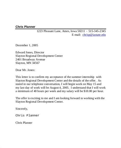 Upon acceptance of employment, employers should show good gesture towards the new employees by giving them thank you letters for job acceptance. FREE 10+ Sample Internship Acceptance Letter Templates in ...