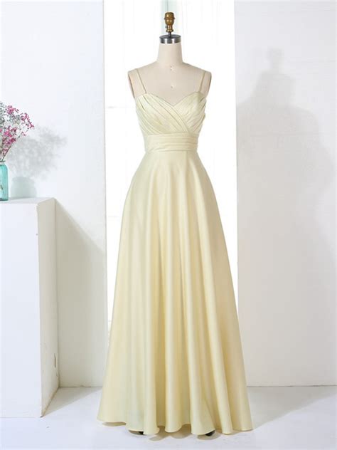 A Line Spaghetti Straps Satin Bridesmaid Dress Vividress10539 R1800