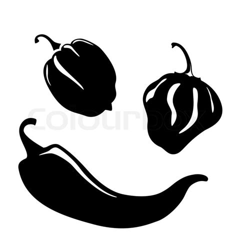 Chili And Habanero Peppers Silhouettes Stock Vector Colourbox