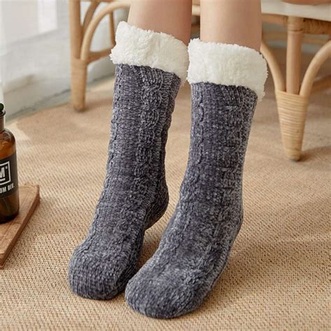 Soft Ladies Fluffy Fur Bed Socks Winter Warm Fleece Lined Sock Slipper Women Ebay