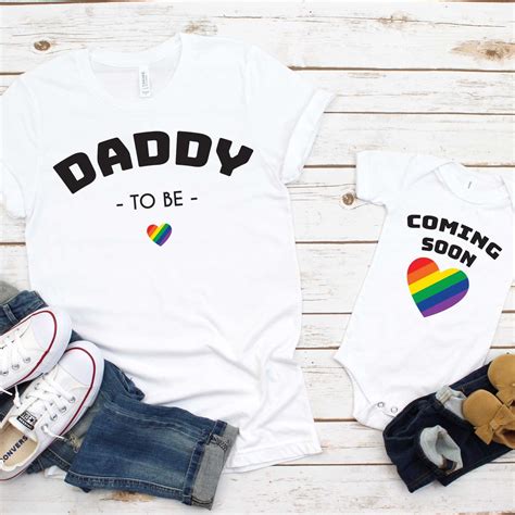 Lgbtq Pregnancy Announcement Two Gay Dads Matching Shirt Gay Etsy Uk