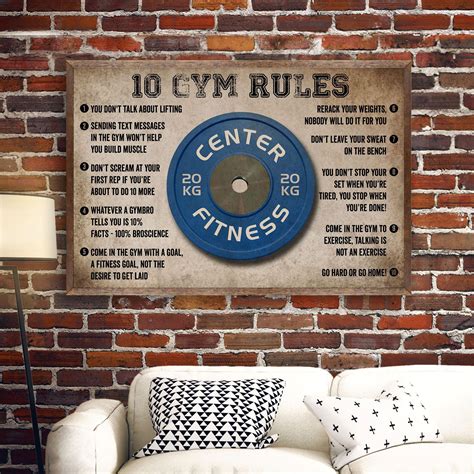10 Gym Rules Fitness Custom Poster T For Fitness Lovers Macorner