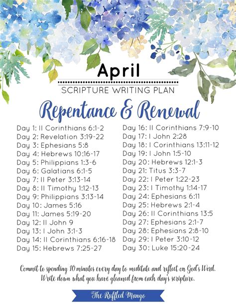 April Scripture Writing Plan Writing Plan Scripture Reading Bible