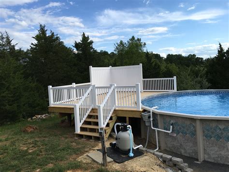 Above Ground Pool Deck 16x24 With Vinyl Railings Above Ground Pool