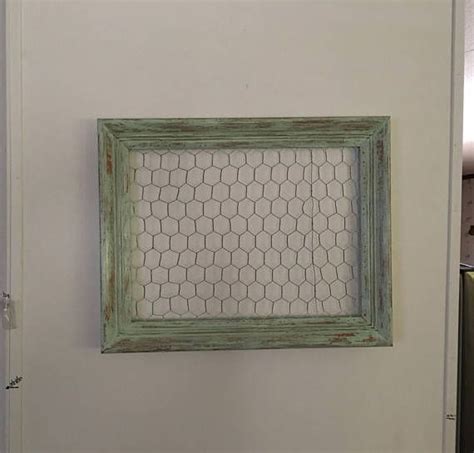 Distressed Light Green Wood Frame Chicken Wire Jewelry Display Etsy