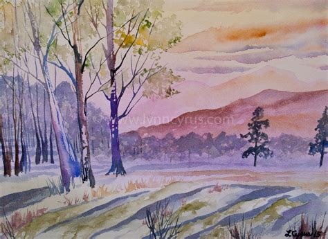 Watercolor Rocky Mountain Sunset By Cascade Colors Sunset Painting