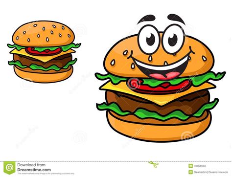 Cartoon Cheeseburger With A Laughing Face Stock Vector