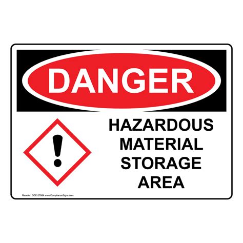 Hazardous Material Storage Area Sign Ode Hazmat Hazardous