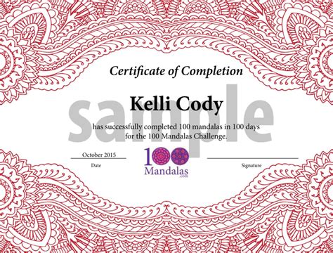 Certificate Of Completion 100 Mandalas Challenge How To Draw