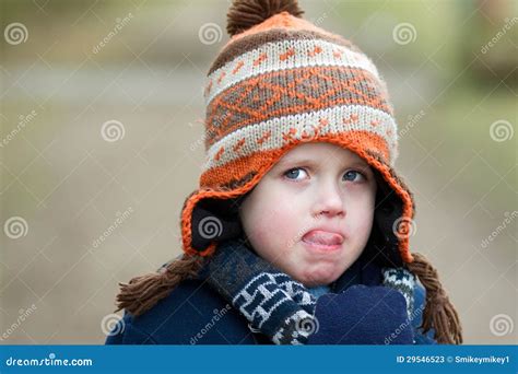 Little Boy Pulling Sad Expression Stock Image Image Of Childhood