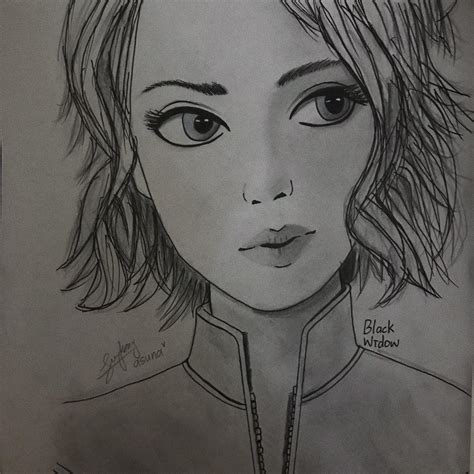 First Time Pencil Drawing A Person Been Trying To Draw Black Widow