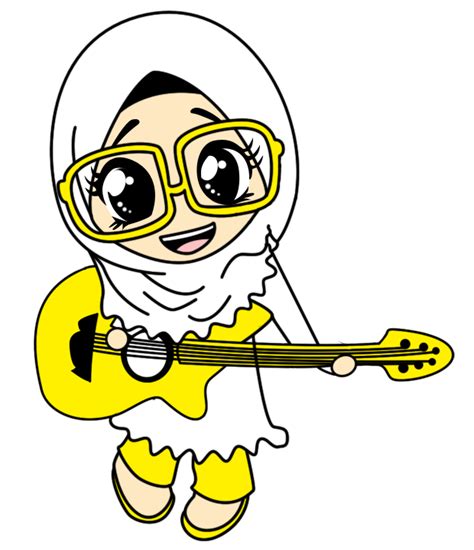 Are you searching for kartun muslimah png images or vector? Fizgraphic: Freebies Doodle Muslimah Comel Bermain Gitar