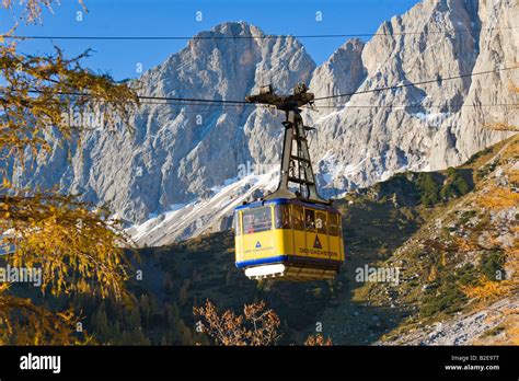 Cable Car Lift Over Mountain Hoher Dachstein Dachstein Mountain Range