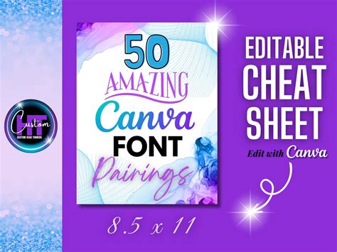 Canva Font Cheat Sheet 50 Font Combinations Pairings 100 Etsy España