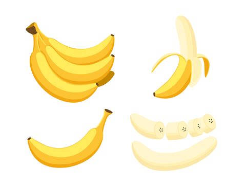 Vector Illustration Of Set Fresh Banana Isolated On White Background