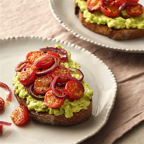 Smashed Avocado Toast With Balsamic Roasted Cherry Tomatoes Recipe