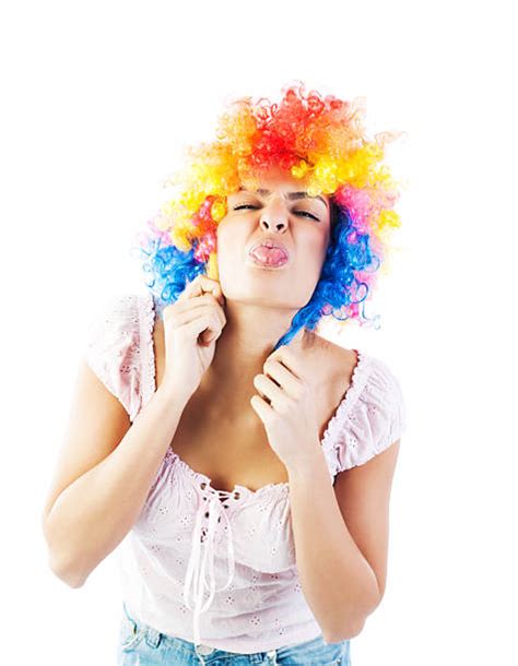 70 Young Clowns Sticking Tongues Out At Each Other Stock Photos