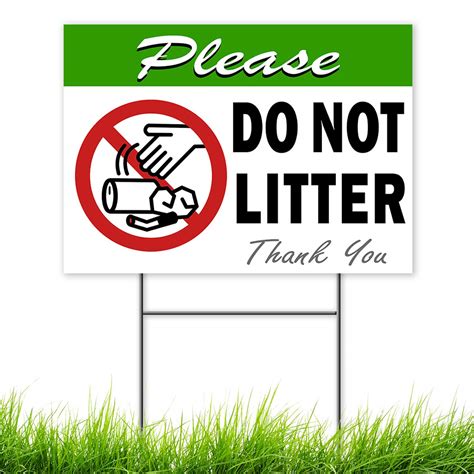 Buy Please Do Not Litter Sign With Stakes 14x10 Double Side Dont