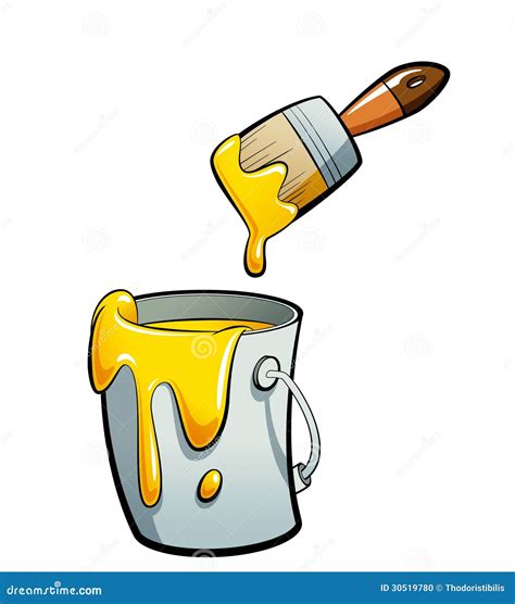 Cartoon Yellow Color Paint In A Paint Bucket Painting With Paint Stock Illustration
