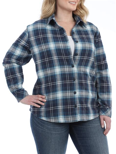 Lee Riders Women S Plus Fleece Lined Flannel Shirt