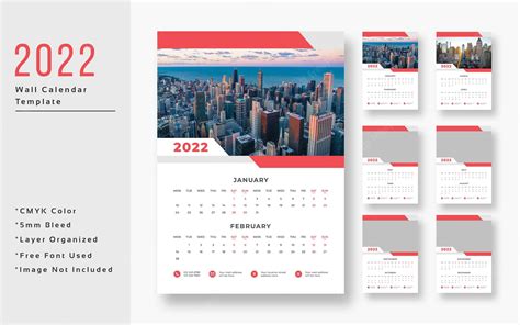Premium Psd Corporate Modern Wall Calendar 2022 Template