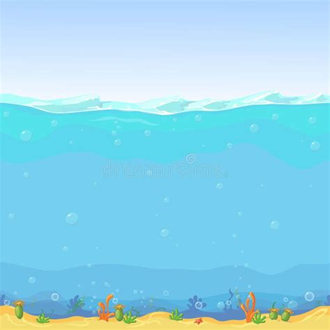 Underwater Seamless Landscape Cartoon Background For Game Design Sea