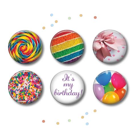 Birthday Pin Buttons Set Of 6 Etsy Uk
