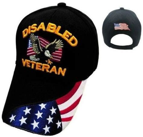 Disabled Veteran Hat Ballcap Cap Eagle And Usa Flag Army Marine Navy Air
