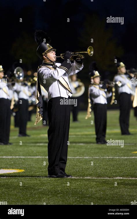 Trumpet Player In The Rochester Adams High School Marching Band Stock