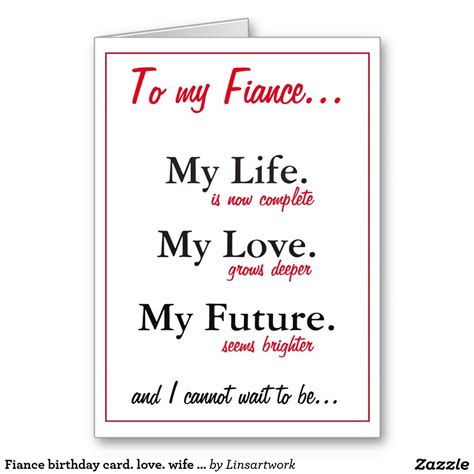 Fiance birthday card. love. wife card | Zazzle.com in 2021 | Fiance birthday card, Fiance ...