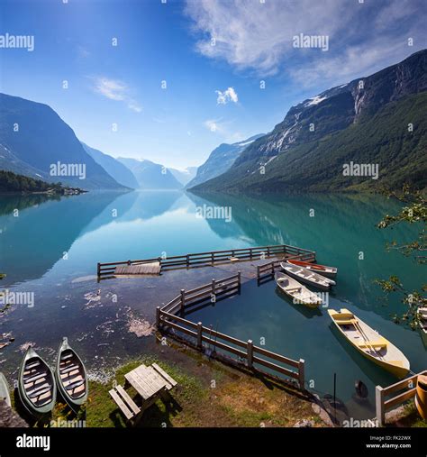 Lovatnet Lake Norway Panoramic View Stock Photo Royalty Free Image