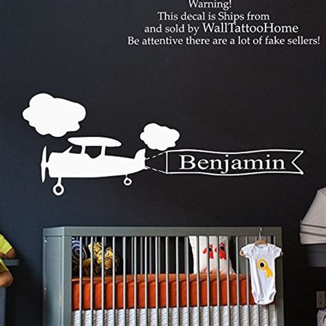Wall Decals Personalized Name Decal Plane Airplane Clouds Vinyl Sticker