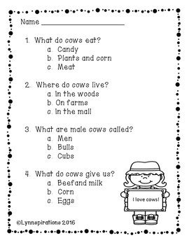 English activities fun ways to teach english. Farm Animals Reading Comprehension Passages Grades 1-2 Non ...