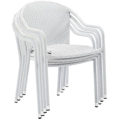 Pemberly Row Outdoor All Weather Wicker Resin Patio Stackable Chair In