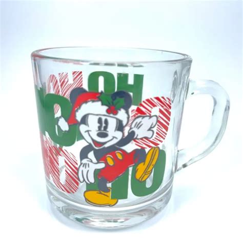 Vintage Disney Mickey Minnie Mouse Clear Glass Coffee Tea Cup Mug