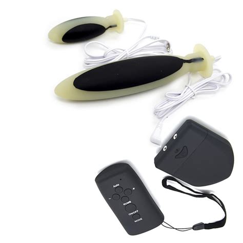 wireless remote control electro shock silicone butt plug prostate massager double output host