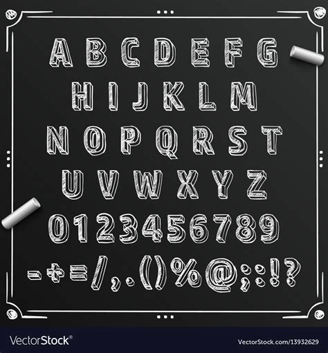 Chalkboard Sketch Font Abc Sign Set Letter Vector Image