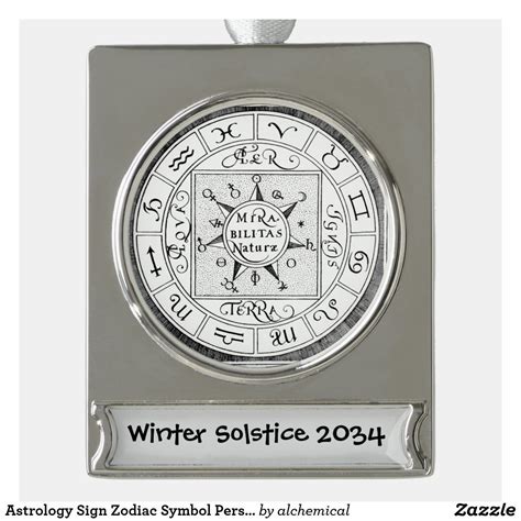 Astrology Sign Zodiac Symbol Personalized Silver Plated Banner Ornament