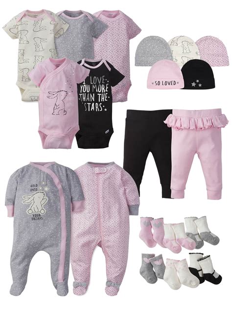 Gerber Baby Girls Newborn Clothes Essentials Shower T Set 20 Piece