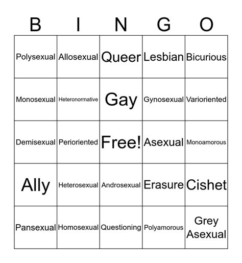 Play Sexuality Bingo Online Bingobaker