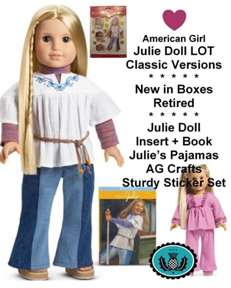 American Girl Julie Doll And Julies Pajamas Lot Ag Crafts Stickers