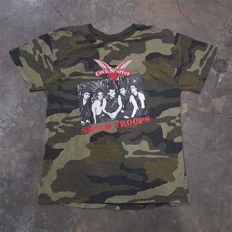 Band Tees Cock Sparrer Shock Troops Camo T Shirt Grailed