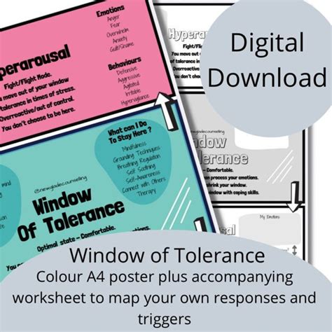 Window Of Tolerance Poster And Worksheet Therapyself Awareness Tool