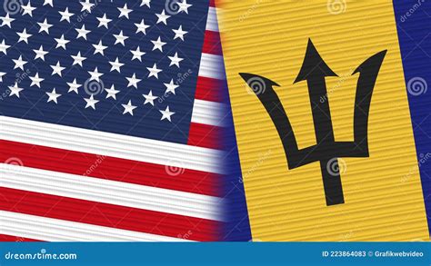 Barbados And United States Of America Flags Together Stock Illustration Illustration Of